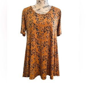 LuLaRoe XS Perfect T mustard floral